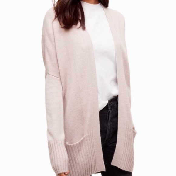 Aritzia Sweaters - ARITZIA AZURE SKIES Charcoal Open-Front Angora & Cashmere Blend Cardigan